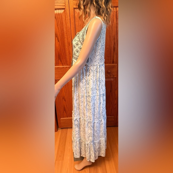NWT Natura Women’s Size Small Maxi Bohemian Style Dress Green & Blue Sleeveless - Picture 3 of 16